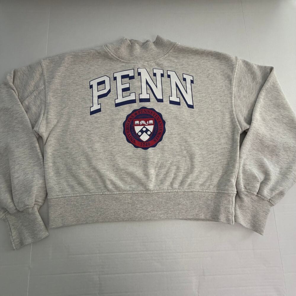 Woman's Penn State Grey Cropped Crew Neck Sweatshirt by Chicka-d M